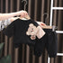 Handsome Round Neck Bear Short Sleeve Suit Casual Pants Two Piece Set